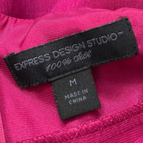 Express Y2K Silk Magenta Pink Embellished Babydoll Halter Top Medium - Picture 10 of 11